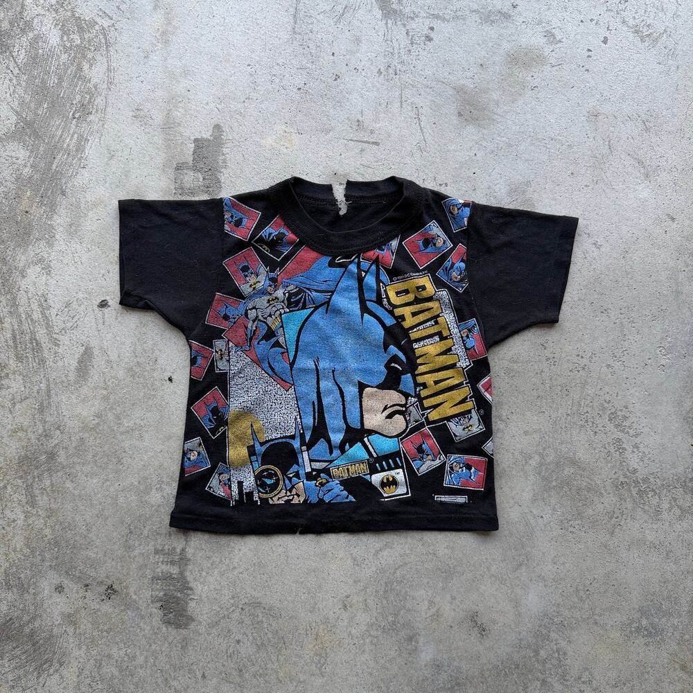 Vintage 1991 Batman DC Comics All Over Print Kids Tee Size S